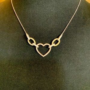 Sterling Silver Gold Diamond Heart Necklace